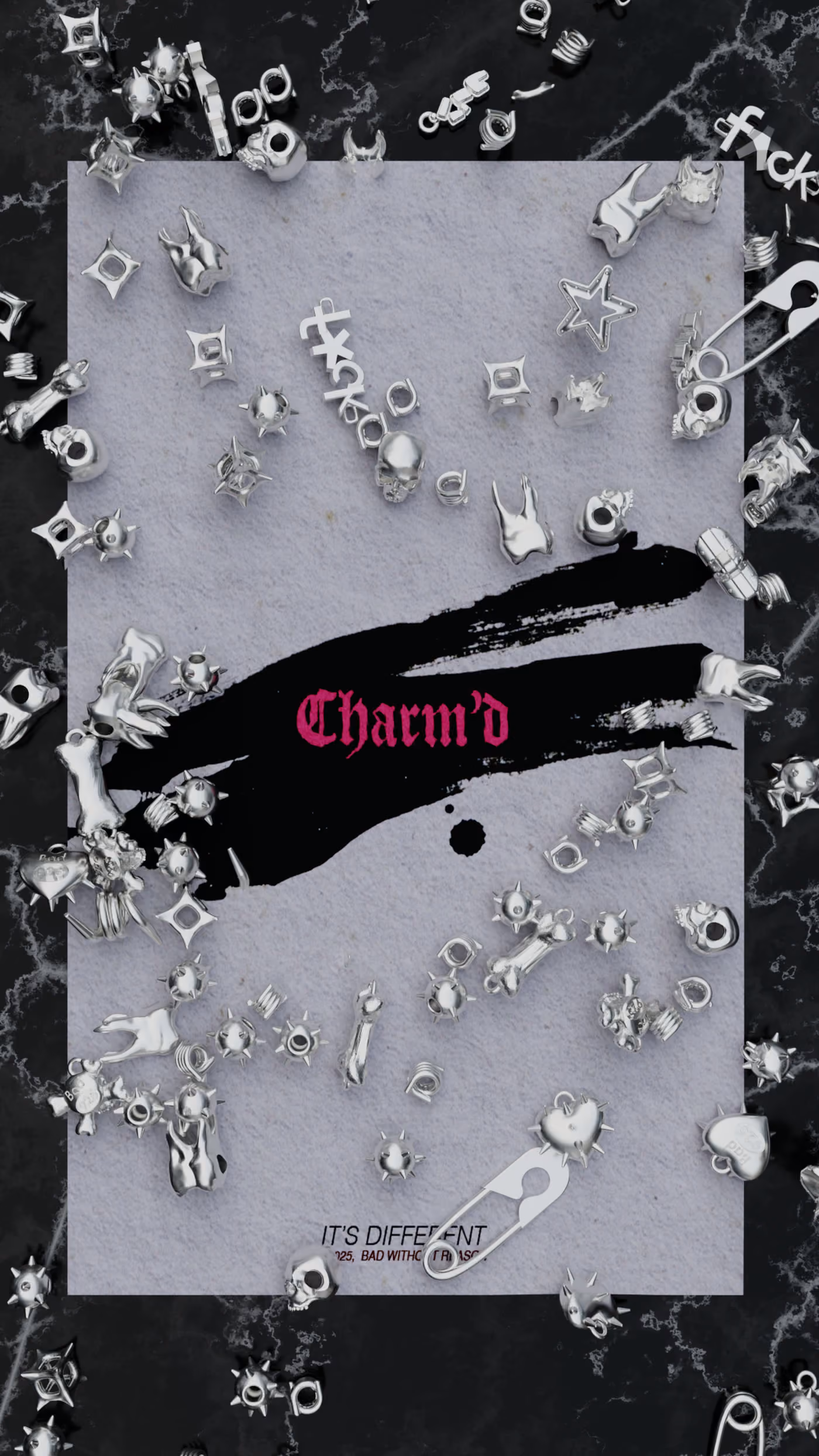Collection cover, with the full charm library scattered around it.